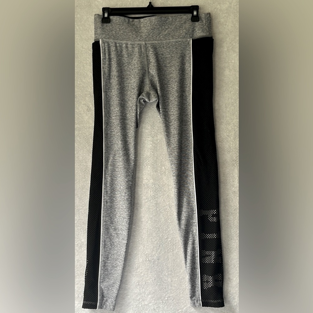 Pink Ultimate Light Gray Black Trim Wide Waistband Pants Size M